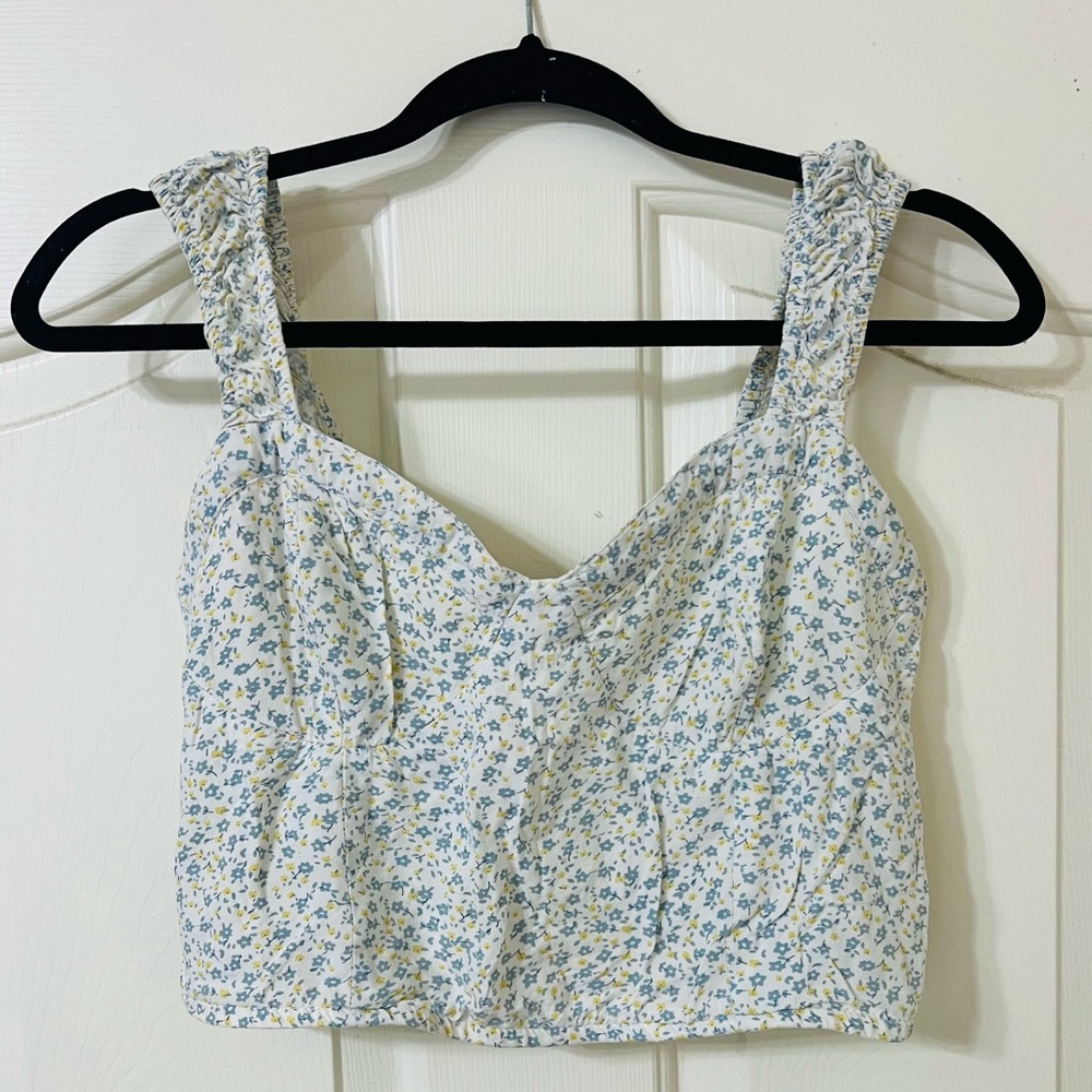 Floral Cottagecore Blouse — White/Blue/Yellow